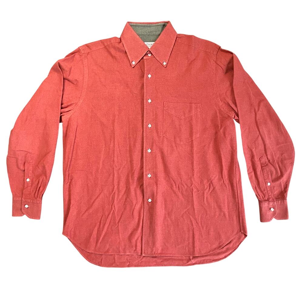 Orian Shirtmakers Casual Button-Down Shirt Sz XL Rust 100% Cotton Made in Italy